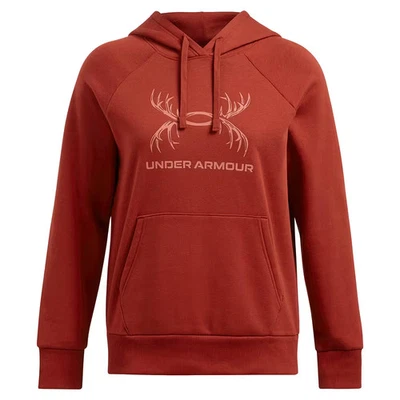 Sudadera con capucha Under Armour Rival Fleece Antler naranja tierra XS 1387574-840005 para mujer Foto 1 de 2