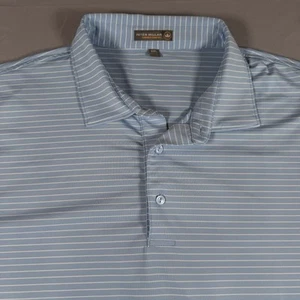 Peter Millar Sommer Komfort Polo Golf hellblau gestreift Shirt Large Preppy XXL - Bild 1 von 5