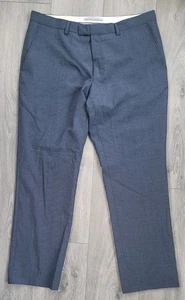 TM Lewin Blue Smart Casual 70% Wool Straight Leg Trousers - Mens Size W36 x L30 - Picture 1 of 4