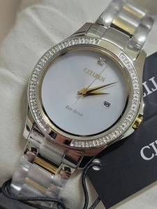 NEW✅DIAMOND BEZEL✅ Citizen Eco-Drive Two-Tone Gold Steel Womens Watch EW2644-53A - Picture 1 of 14