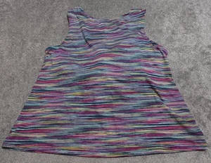 Lands' End Top Tank Women's 20W Multicolor Striped Built In Cups Activewear - Picture 1 of 8