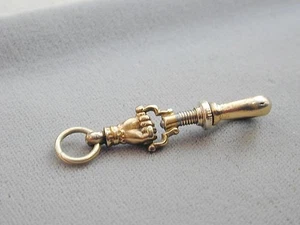 Early Victorian 14k & GF Locking Dog Clip With Hand Fist - Picture 1 of 6