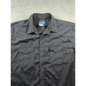 Wrangler Herren XL Hemd Druckknopf schwarz Western Streifen Langarm Cowboy Rodeo - Bild 1 von 7