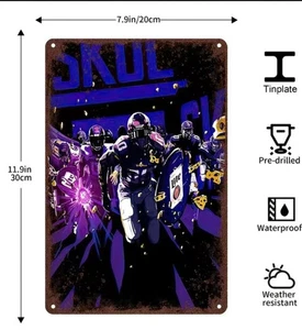 MILLER LITE BEER METAL TIN SIGN MINNESOTA VIKINGS FOOTBALL RUNNING ONTO FIELD - Picture 1 of 1