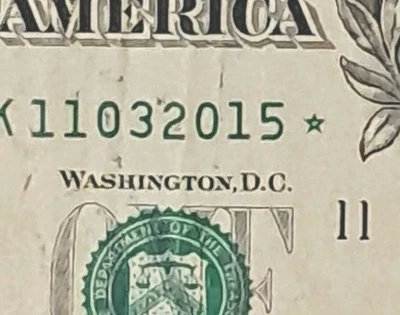 Star Note/DATE of Oct 3 2015- Anniversary, b-day# 11032015*96% VERY COOL  - Image 1 of 4