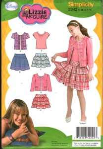 2242 Vintage Simplicity Sewing Pattern Girls Skirt Jacket Knit Top UNCUT 7-16 FF - Picture 1 of 2