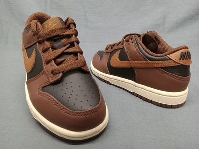 Nike для мальчиков Dunk низкий (PSE) кроссовки кожи черный желтовато-коричневый какао размер 12c новый без коробки! - Изображение 1 из 4