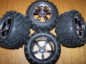 Fits Traxxas 49077-3 3.3 T-maxx Tires & 14mm 3.8 Wheels /Brushed E-maxx 4910 2.5 - Picture 1 of 3