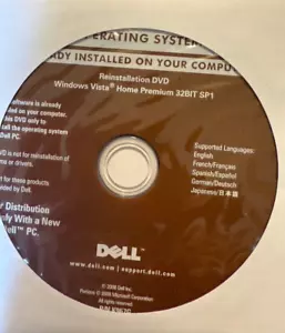 Dell Operating System Reinstallation DVD - Windows Vista Home Premium 32 bit SP1 - Picture 1 of 1