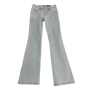 Wild Fable Womens LowRise Exposed Button Fly Flare Jeans Light Wash 12 - Picture 1 of 4