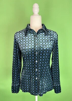 复古 90 年代 Levi’s SilverTab Velour Geometric Op 艺术衬衫 - S/M 码 — 第 1/4 张图片