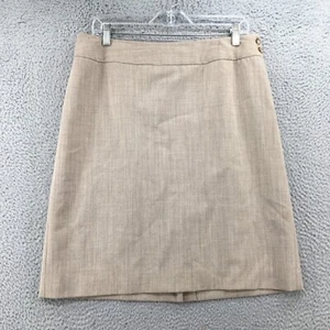 Ann Taylor Straight & Pencil Skirt Womens 14P Beige Flat Front Casual Button - Picture 1 of 12