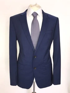 HUGO BOSS - TRAJE DE LANA AZUL LISO CALCE AJUSTADO PARA HOMBRE - 40 Reg - W32 L32 - HERMOSO - Imagen 1 de 13