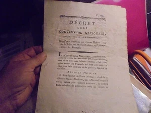 1793 Dekret Nationaler Konvent Schikanen von Hamet Moktar gegen die Franzosen.... - Bild 1 von 2