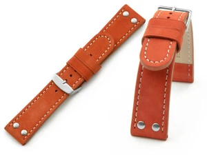 AVIATOR FLIEGER UHRENARMBAND LEDERARMBAND MIT NIETEN 20, 22, 24 mm - Picture 1 of 20
