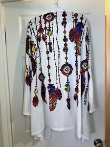 Native Feder Design Langarm Kimono Wickel Schal Poncho Neu ohne Etikett Gr. 3XL - Bild 1 von 3