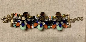 J. Crew Tribal Stone Burst Statement Bracelet  ORANGE GREEN BROWN BLUE - Picture 1 of 5