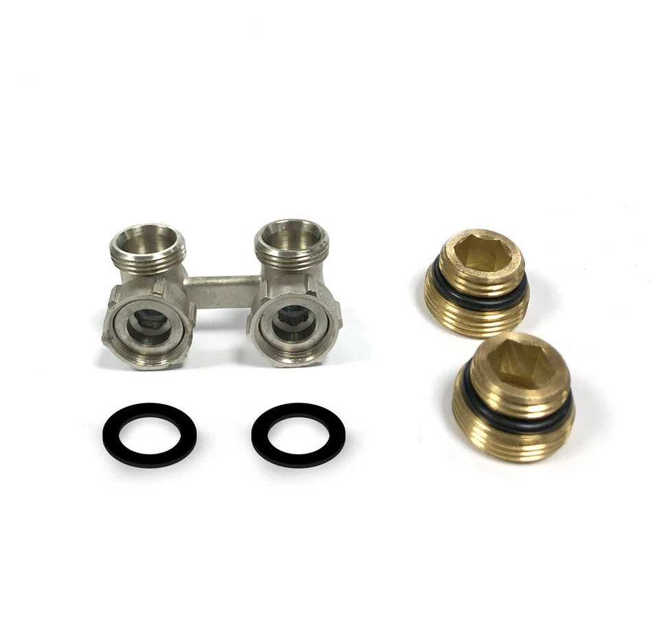 Hahnblock Durchgang Eck 3/4" AG x 1/2" Eurokonus Heizkörper Anschluss - Bild 1 von 4