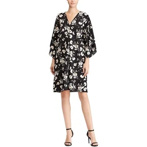 Lauren Ralph Lauren Dress Women Large Braedyn Floral Party Flowy Batwing V-Neck - Picture 1 of 17