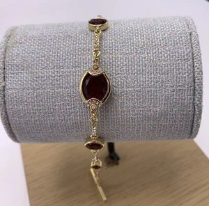 $75 Carolee Gold Tone Red Stone Crystal Bracelet JT235 - Picture 1 of 4