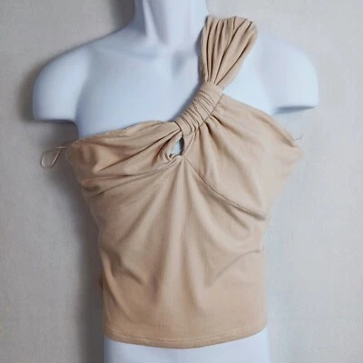 Anthropologie Dolan Grecian 结饰单肩上衣 M 码面霜全新带标签 — 第 1/4 张图片