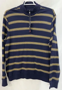 Suéter Reversible Ligero Chaps Para Hombres 1/4 Cremallera Popover Azul Marino Dorado Talla L - Imagen 1 de 9