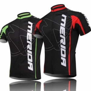 Merida Cycle Jersey Men's Short Sleeve Cycling Jersey Bicycle Shirt Green Red - Picture 1 of 5