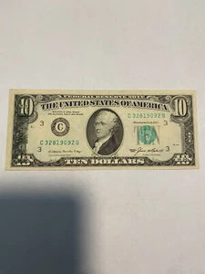 1985 $10 Federal Reserve Note, BACK STAMPED ON FRONT BILL ERROR STAMP - Picture 1 of 2