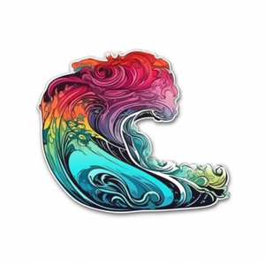 Calcomanía de vinilo colorida para parachoques de ventana de vehículo portátil taza ola del océano - Imagen 1 de 10