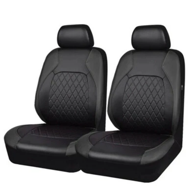 Fundas de cuero para asientos delanteros de coche cómodas protectoras cojín de silla de PU negro 4 piezas Foto 1 de 4