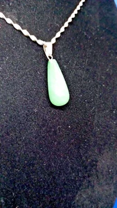 Moosachat Träne auf funkelnder Silberplatte 18" Kette Halskette - Bild 1 von 2