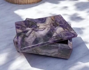 6"x4"x2" Amethyst Stone Jewelry Box – Handmade Storage Organizer | Personalized - Picture 1 of 6