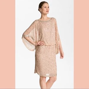 Patra Blush Beaded batwing mother of bride dress formal silk dress sequins - Picture 1 of 14