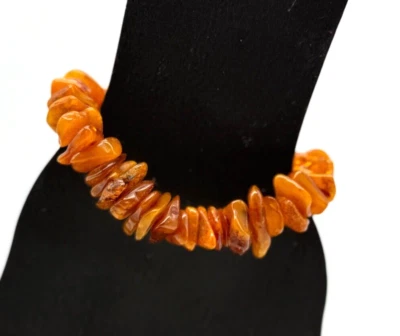 Brazalete elástico genuino natural miel ámbar astillas cuentas 6,5 pulgadas Foto 1 de 4