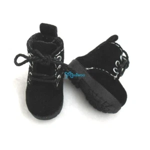 SHP187BLK Mimiwoo 1/6 Bjd Neo Blythe Momoko Obitsu Doll Shoes Velvet Boots BLACK - Picture 1 of 4