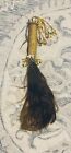 Vintage Beaded African Horse Hair Fly Swatter 26” Long Brown Real Hair