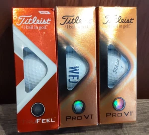 6 Titleist Pro V1  Golf Balls & 3 Titleist True Feel , New Sleeves (LOGO) - Picture 1 of 2
