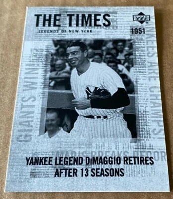 JOE DIMAGGIO 2001 UD LEGENDS OF NEW YORK Card #183  NM-MT Condition - Image 1 of 2