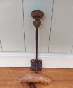Clavija de abrigo de doble sombrero francés vintage, nogal, hierro forjado, recuperado salvamento - Imagen 1 de 6