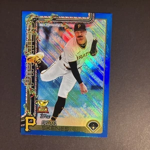 2025 Topps Holiday PAUL SKENES Blue Metallic Glitter #H70 Pittsburgh Pirates - Picture 1 of 2