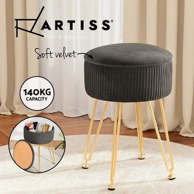 Artiss Ottoman Storage Foot Stool Vanity Pouffe Rest Velvet Flip Lid Seat Grey - image 1 of 4