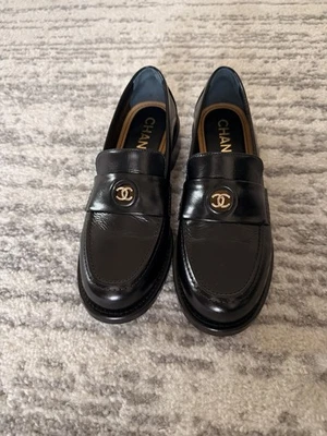 Mocasines Chanel 100 % auténticos negros entrelazados logotipo CC talla 37,5 Foto 1 de 4