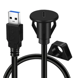 Small USB3.0 Male to Type C 3.0 Female Car Flush Mount Cable for Car 1m/39.37in - Afbeelding 1 van 8