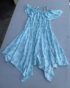 BCBG Girls floral ruffle flare dress (TURQUOISE L (14/16) R26 - Picture 1 of 6