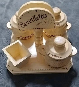 Hand Made Mexican wooden coffee station organizer set New  - Picture 1 of 14