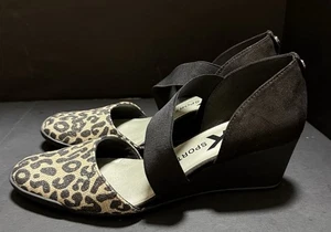 Anne Klein Sport Shoe Leopard Stretch Wedge Slip On Pump Sz 9M - Picture 1 of 13