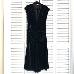 Vestido Vintage Años 90 Y2K Jonathan Martin Terciopelo Negro Acanalado Encaje Ribete 10 Romántico - Imagen 1 de 13
