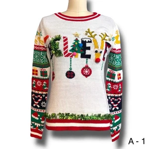No Boundries Juniors Sweater Sz L (11-13) Ugly Christmas Crew Neck Holidays - Picture 1 of 7