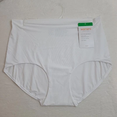 Warners Smooth It Over Silky Nylon High Waist Brief Panty Size Lg White - Image 1 of 4