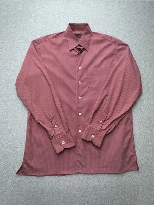 Camisa Canali Para Hombre Grande Roja Blanca Rayas Manga Larga Hecha en Italia Vestido Clásico Foto 1 de 4